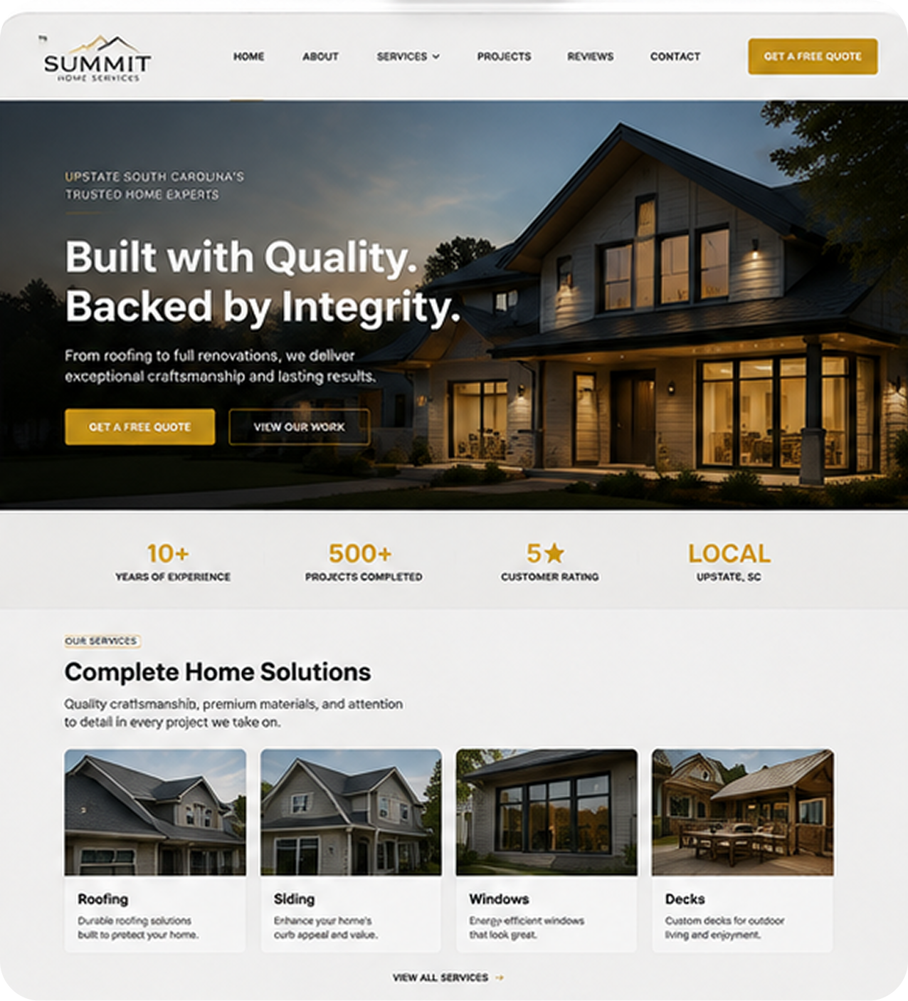 Modern, conversion-focused Summit Home Services website