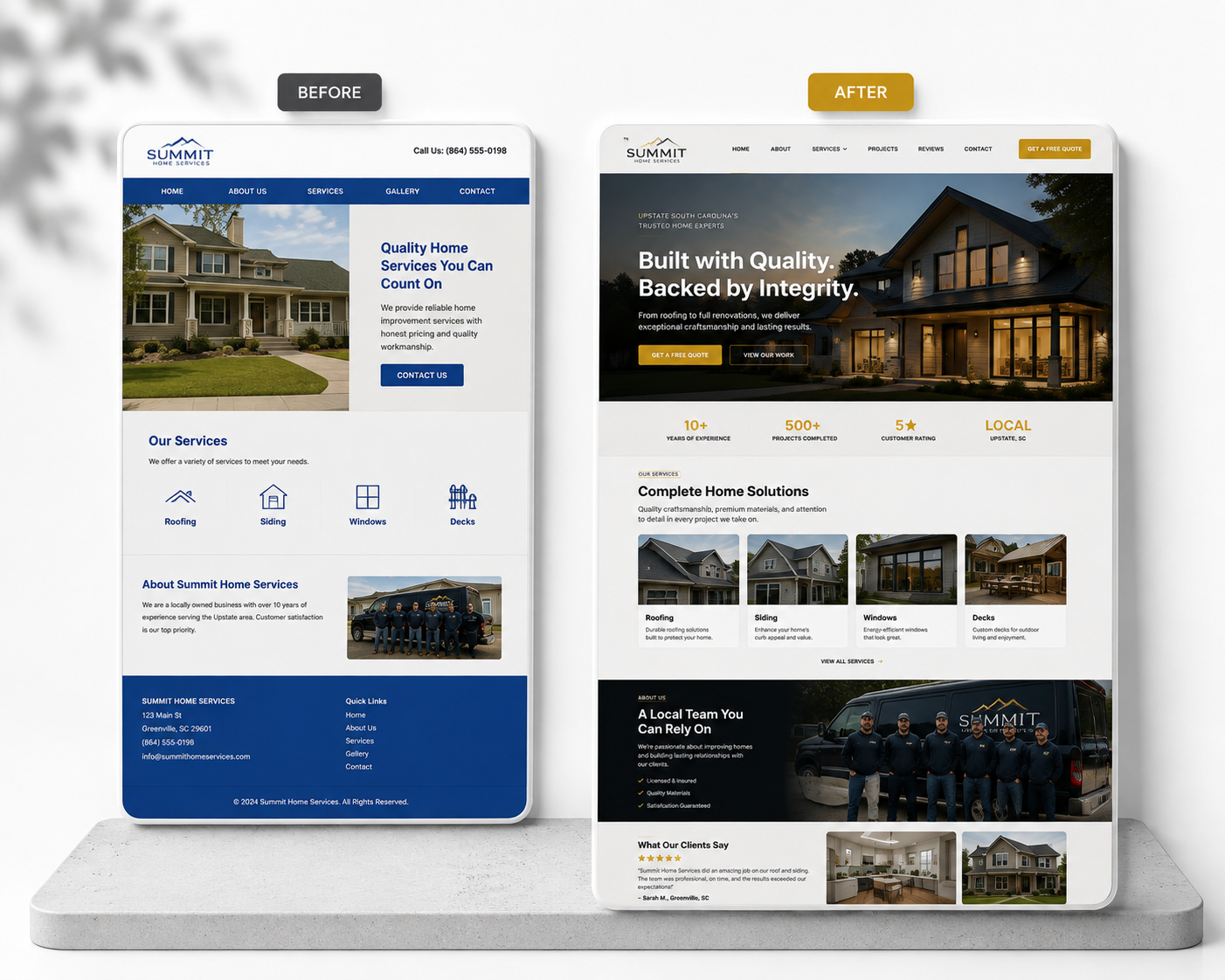 Outdated Summit Home Services website